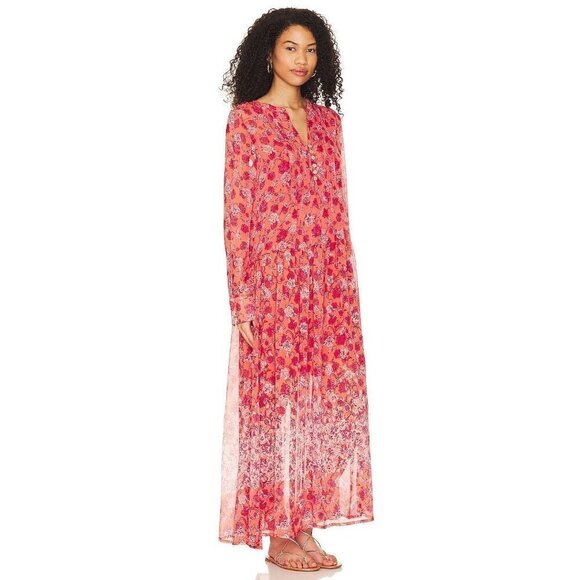 Free People See It Through Dress Coral Combo Womens Size Small - Picture 5 of 12